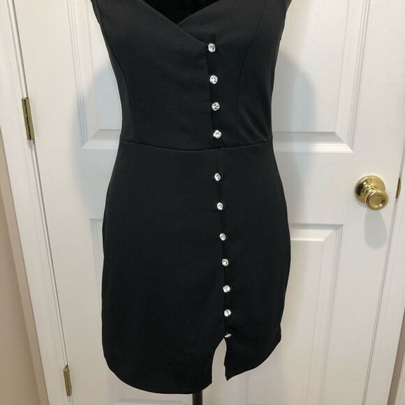 Trixxi black dress with rhinestones size 3 - Picture 5 of 12